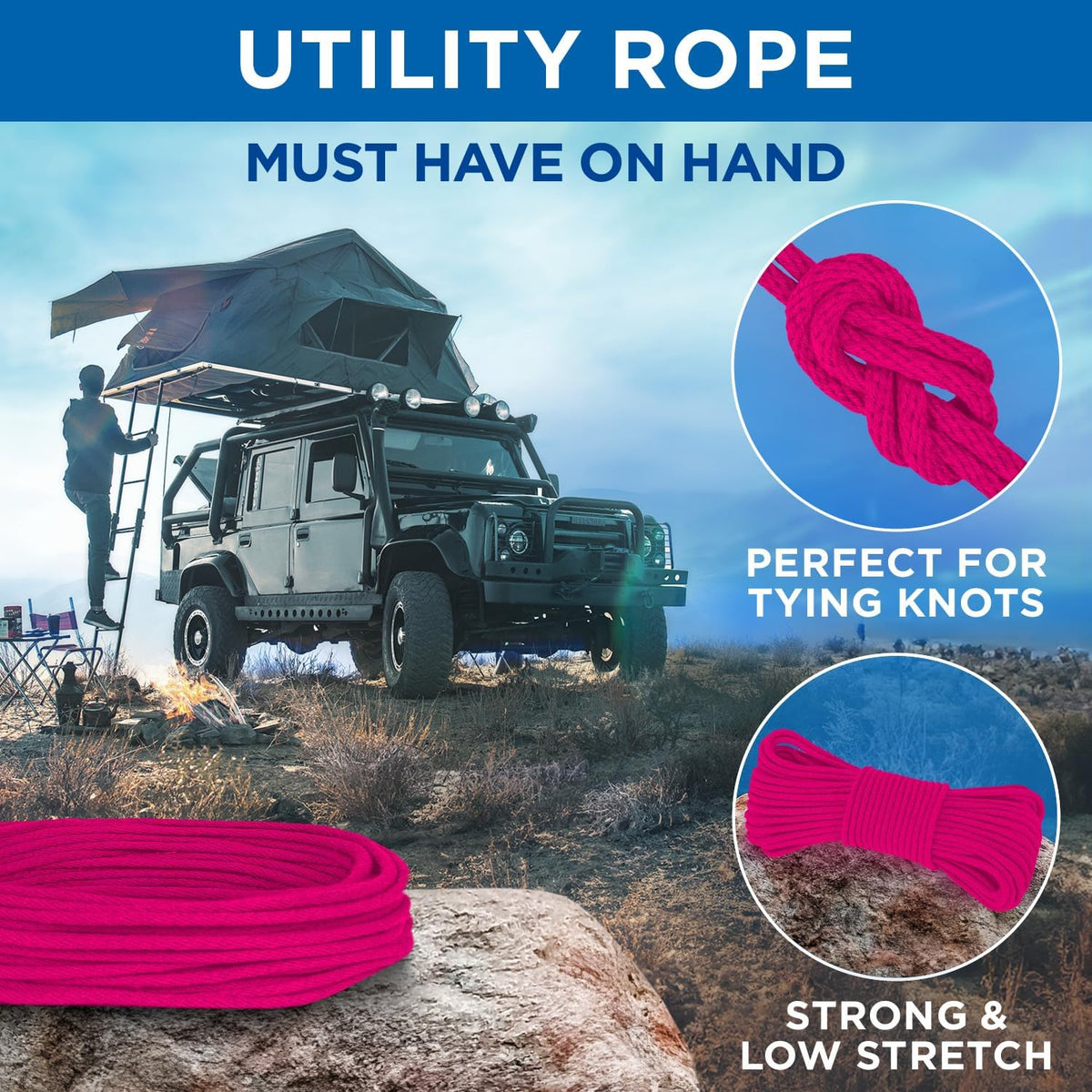 TECEUM Cotton Rope 3/16” (5 mm) – 100 FT – Strong All-Purpose Braided Rope – Natural Cotton – for