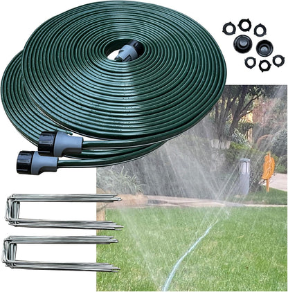 Watoo 2025 Sprinkler Hose & Soaker Hose for Yard - 100 FT Reinforced Flat Garden Hose with Holes