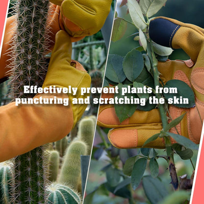 Long-Gardening-Gloves for Women/Men - Thorn Proof Rose Pruning Gloves Heavy Duty Gauntlet-L