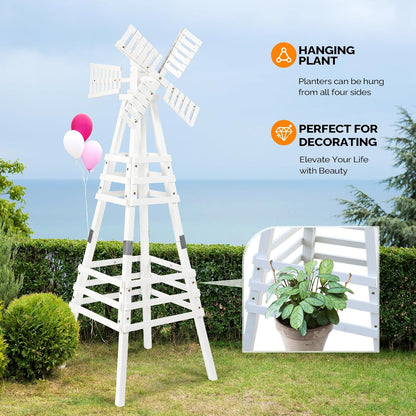 Wooden Windmill, Weather-Proof Wind Spinner, Outdoor Wind Mill for Garden Lawn Patio Decoration