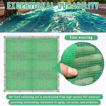 Fruit Collector Harvesting Net - 13.1 x 13.1 ft Green Agricultural Harvest Netting for Walnut