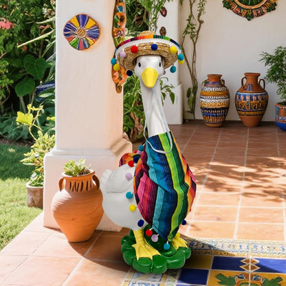 Porch Goose Statues + Porch Goose Outfits, 20" Large Durable Resin Goose Statue Decor with Fun
