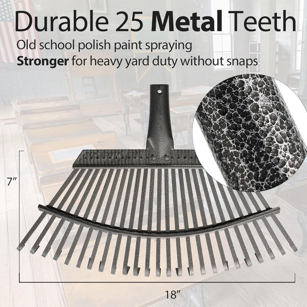 Collapsible Rake for Leaves, 30-66 inch Metal Leaf Rakes for Lawns Heavy Duty Extended Handle, 25