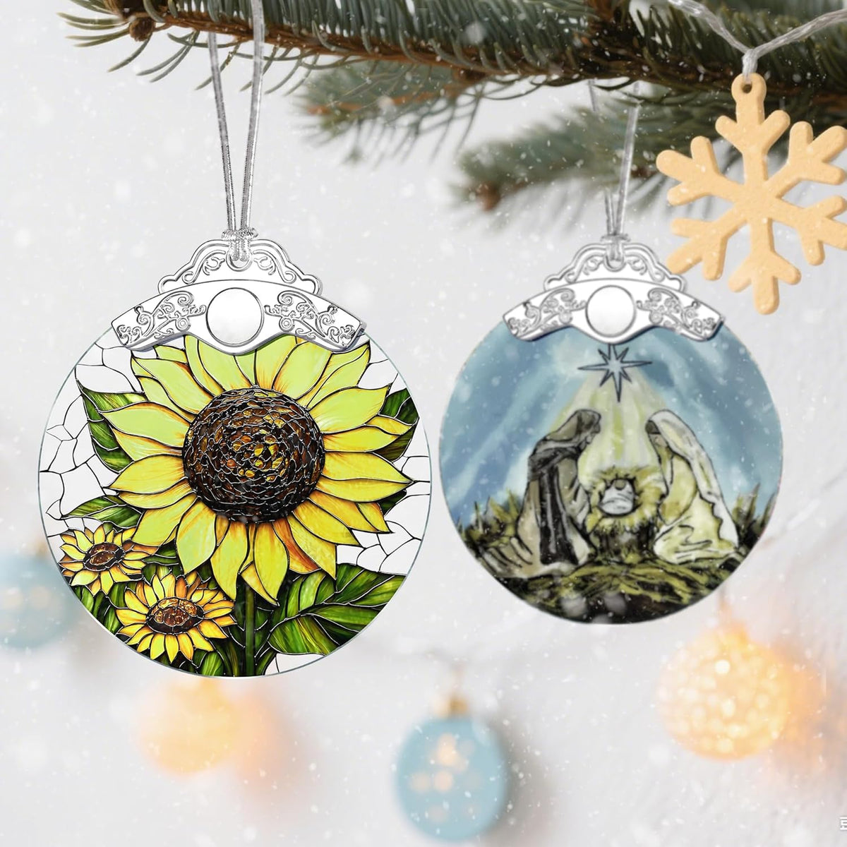 Stained Glass Ornament, Christmas Ornaments, Christmas Decorations for Tree, Holiday Ornament