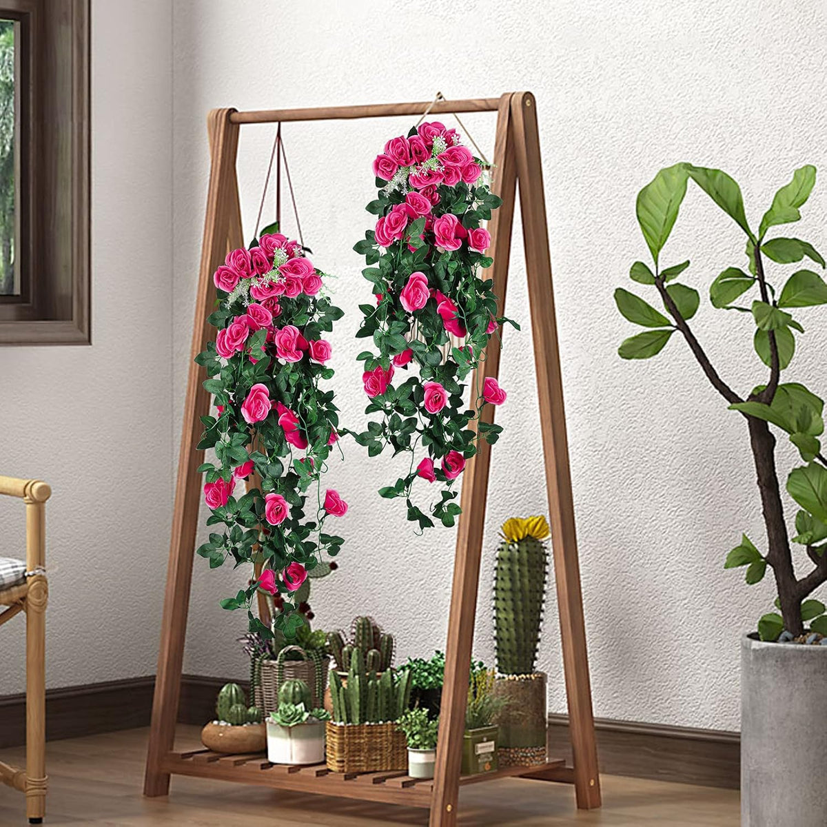 RECUTMS 2PCS Artificial Hanging Flowers 3.3Ft Fake Flower Plants for Home Room Garden Wedding