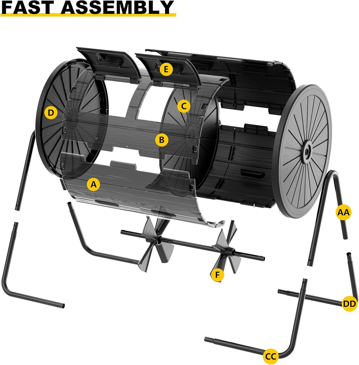Dual Chamber Tumbling Composter 43 Gallon Large Outdoor Tumbling Composter Efficient Batch