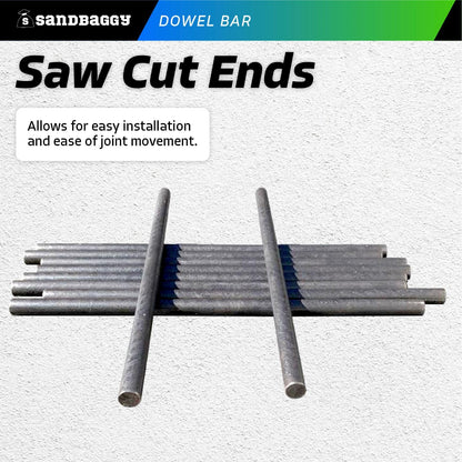 Sandbaggy Smooth Concrete Dowel Bar (3/4" W x 18" L) - Saw Cut Ends - Plain Grade 60 Steel