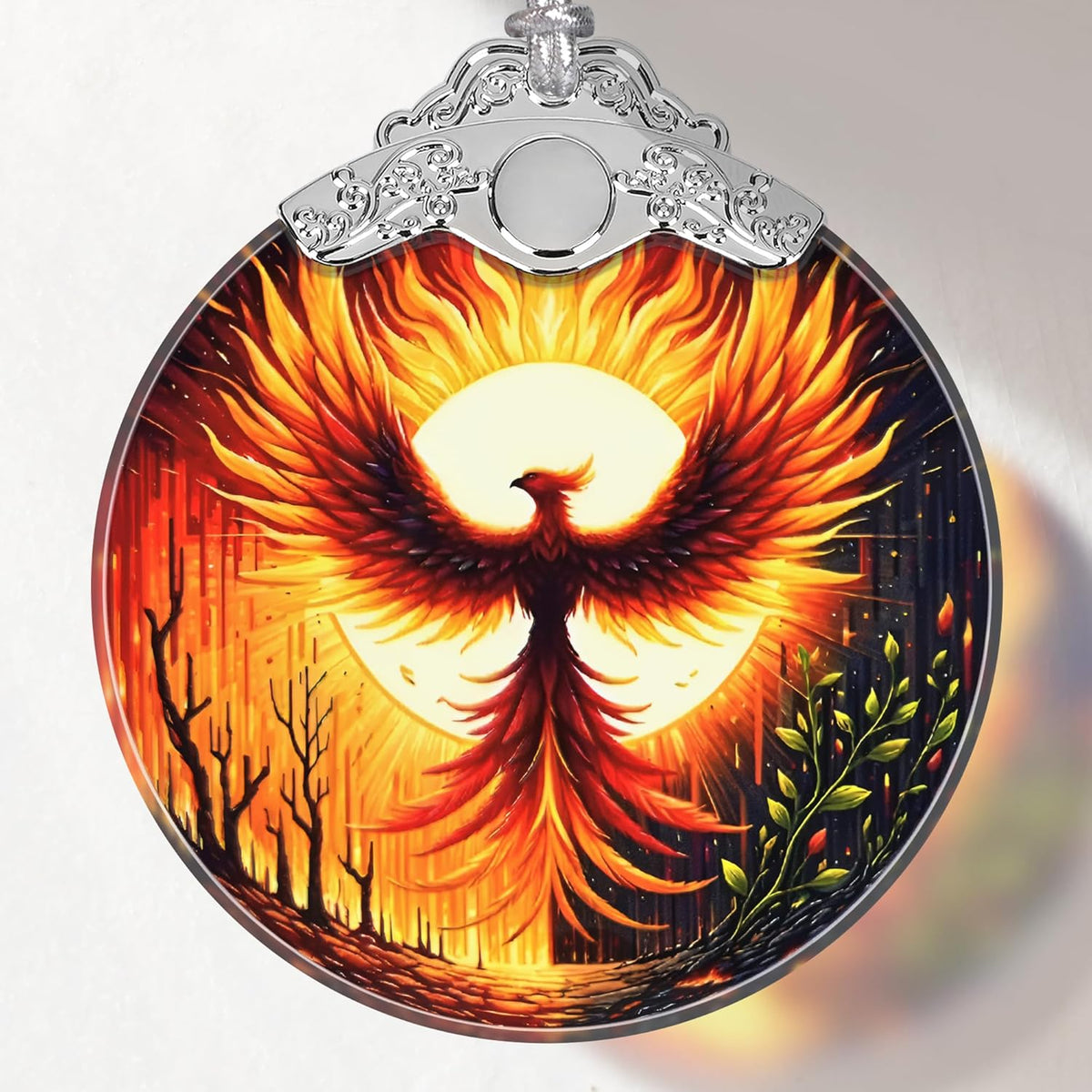 Phoenix Stained Glass Ornament, Christmas Ornaments, Christmas Tree Decorations, Phoenix Christmas