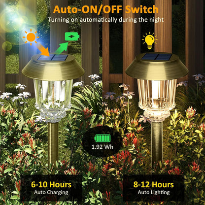 XMCOSY+ Solar Pathway Lights Waterproof - 6 Pack Solar Lights Outdoor, 10-40 LM Dimmable Outdoor