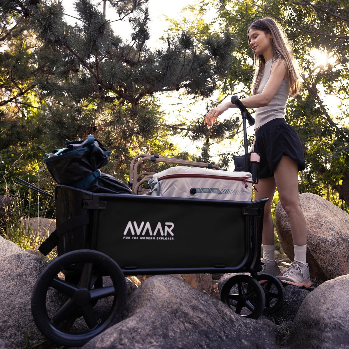 400lbs Large Capacity Collapsible Wagon Cart,Folding Utility Heavy Duty,All Terrain Big Wheels for