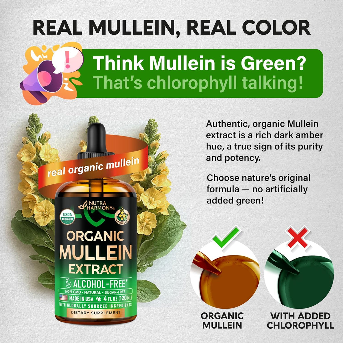 Mullein Drops for Lungs - USDA Organic Liquid - Mullein Leaf Extract Supplement - Made in USA