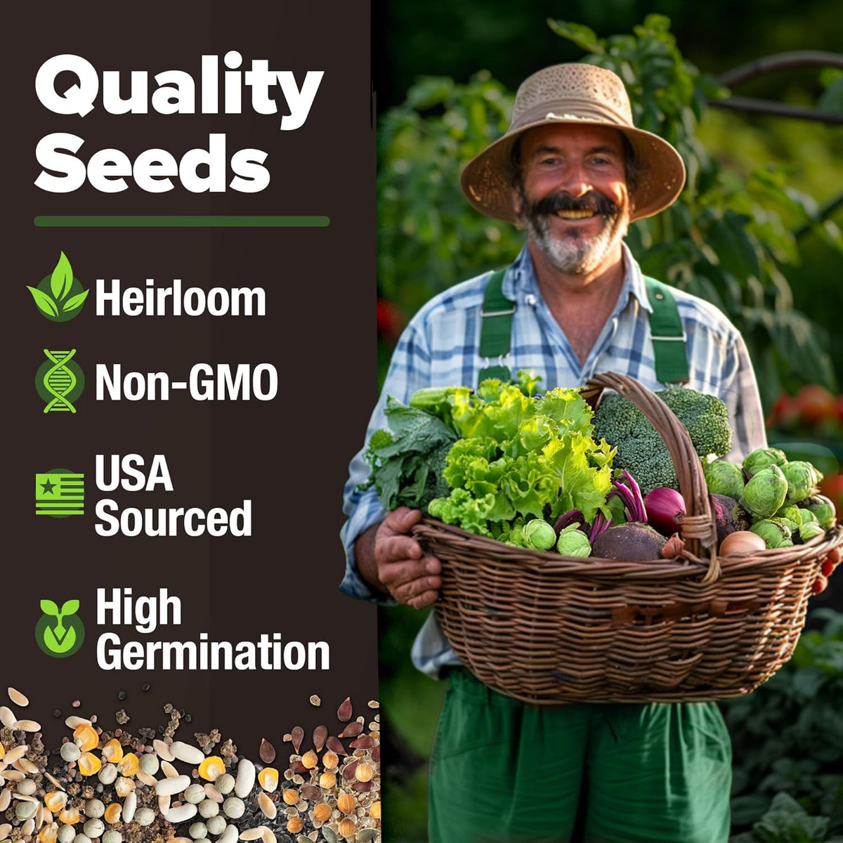 HOME GROWN 12 Fall Vegetable Seeds 6,000+ 𝗨𝗦𝗔 Heirloom 𝗡𝗢𝗡-𝗚𝗠𝗢 Seeds for Fall & Winter