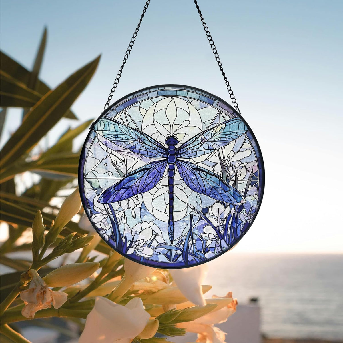 Dragonfly Decor Suncatcher Stained Glass Window Hanging - Handmade Artistic Suncatchers for Windows