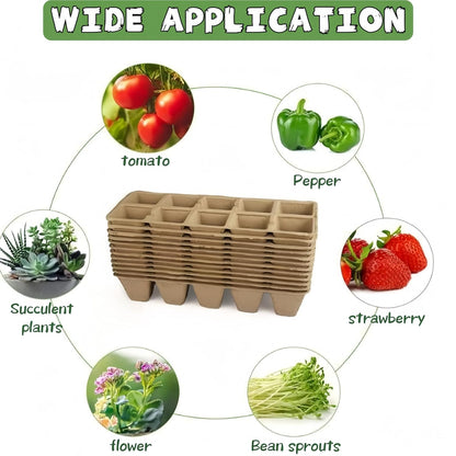 240 Cells Peat Pots Seed Starter Tray 24 Packs Biodegradable Seedling Pots Germination Trays Peat