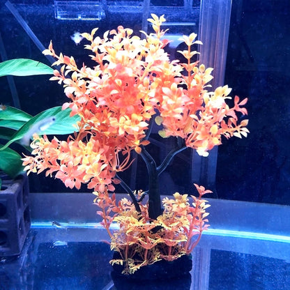 Mipukbay Aquarium Plants Tree - Orange Artificial Plastic Fish Tank Decor, Realistic Ornament Safe