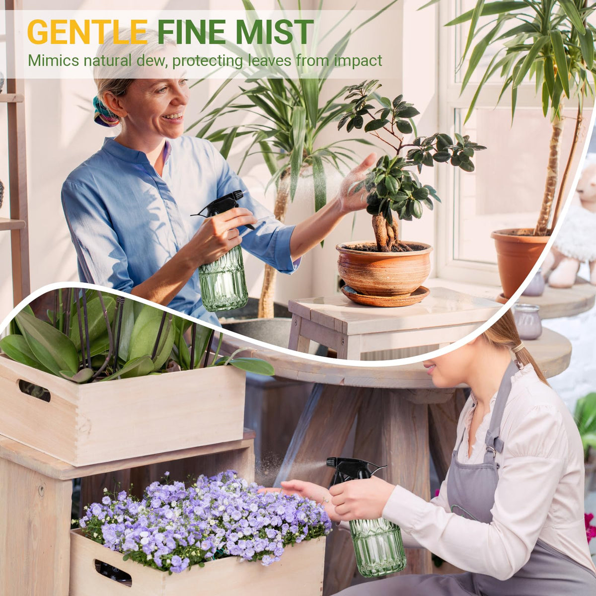 Sincengel Glass Plant Mister Bottle - 13.5 oz Refillable Leak Proof Water Spray Bottle for Indoor