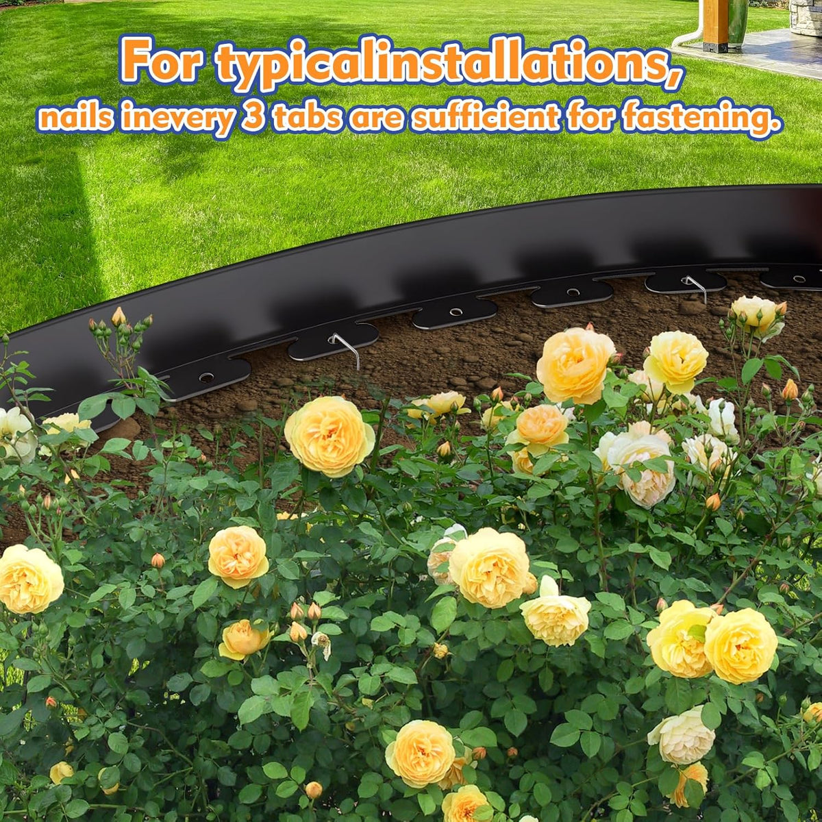 4IN x 33FT Landscape Edging, Garden Edging Borders with 40pcs Metal Stakes, Flexible Plastic Garden