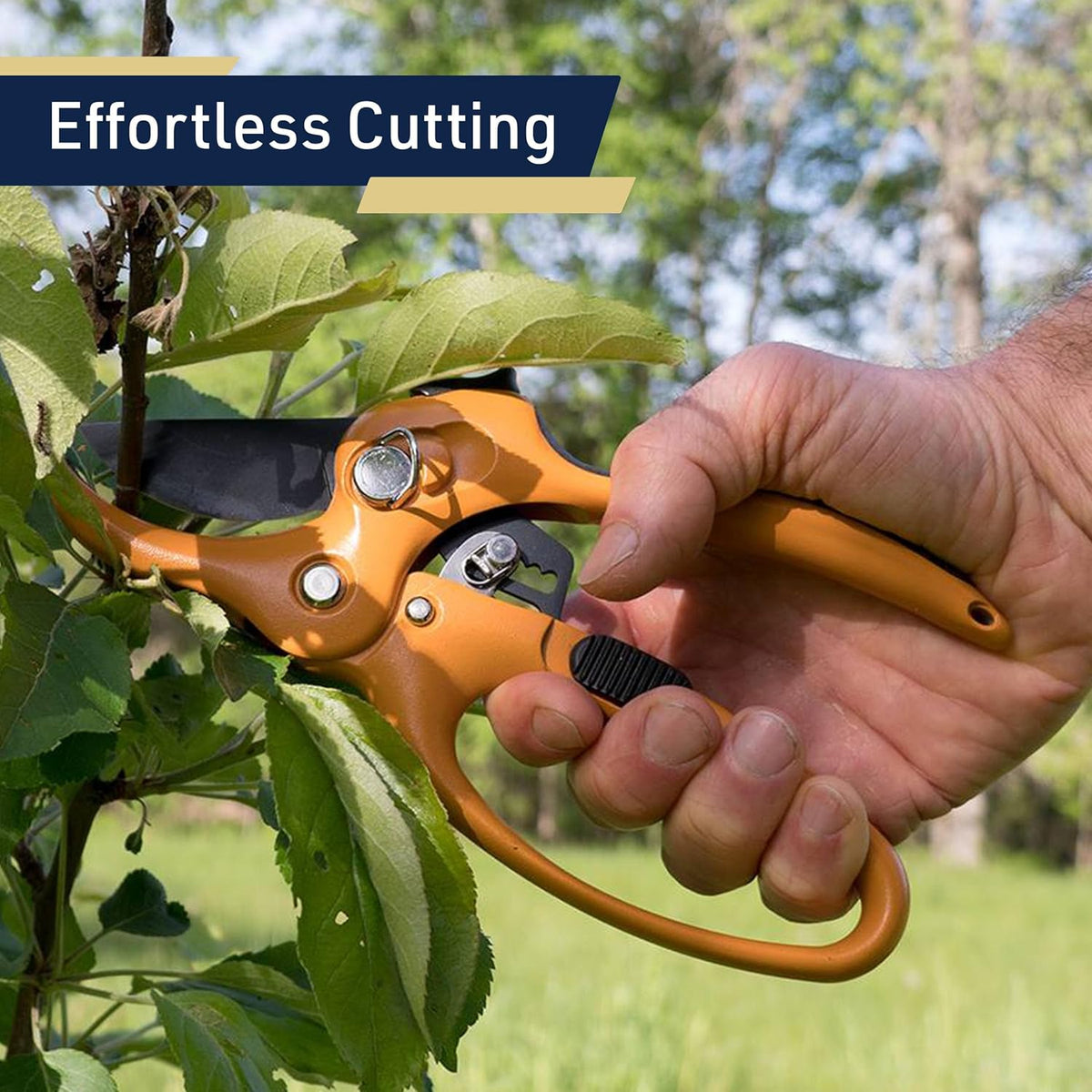 Kings County Tools Ratcheting Hand Pruner | Extra Cutting Strength | Adjust Grip to Activate