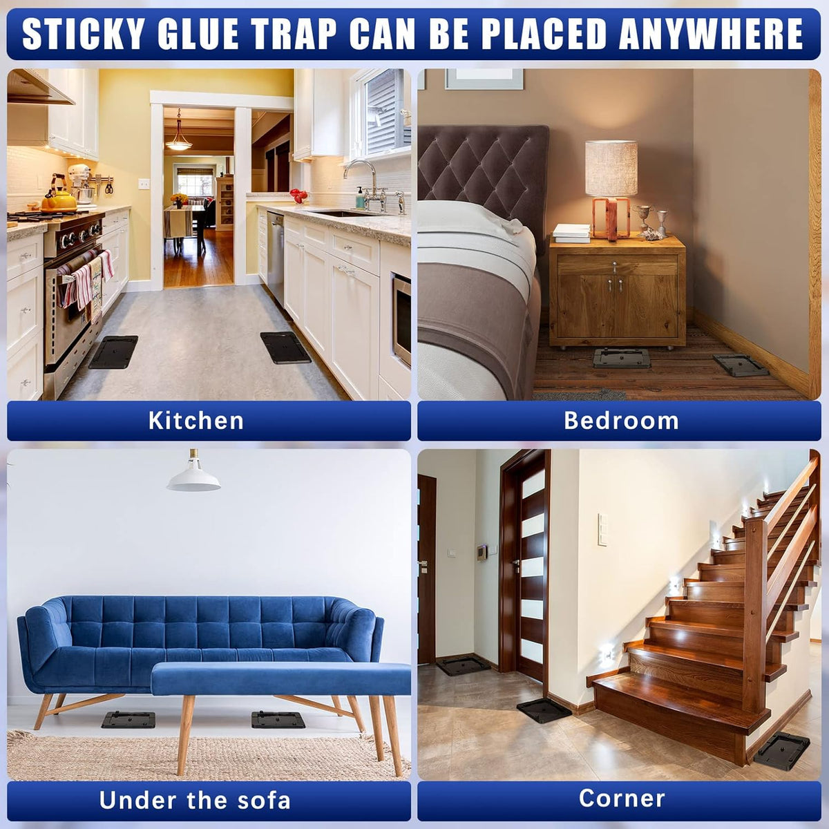 Qualirey 24 Pack Mouse Insect Glue Traps Bulk Strong Sticky Mouse Traps Large Baited Glue Trays for