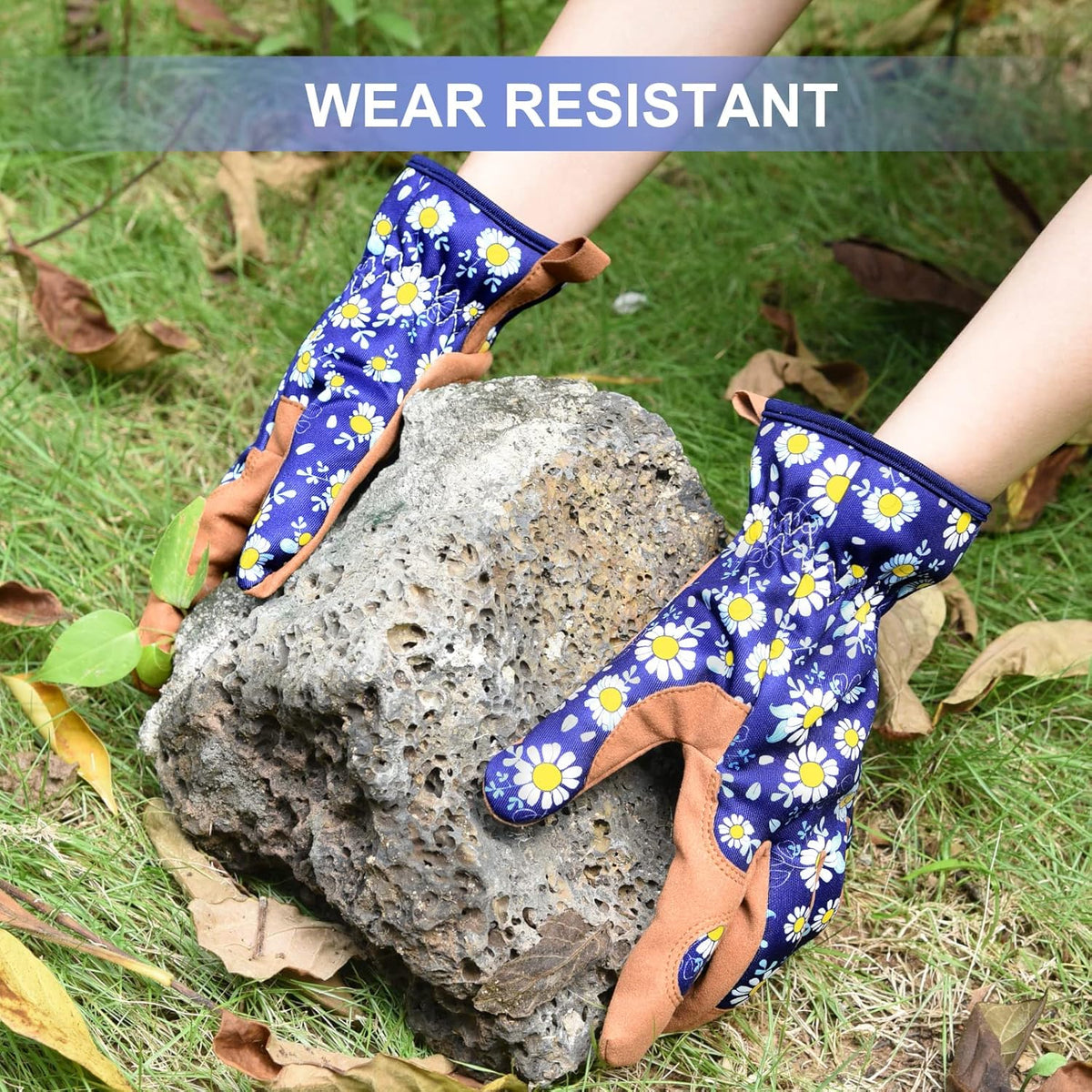 Womens Gardening Weeding Working Gloves, Leather Garden Glove for Women Thorn Proof No Stab for