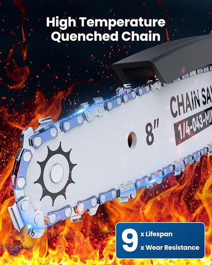 Mini Chainsaw Cordless, 8 inch & 6 inch Electric Chain Saw with 2 Pack Rechargeable Batteries