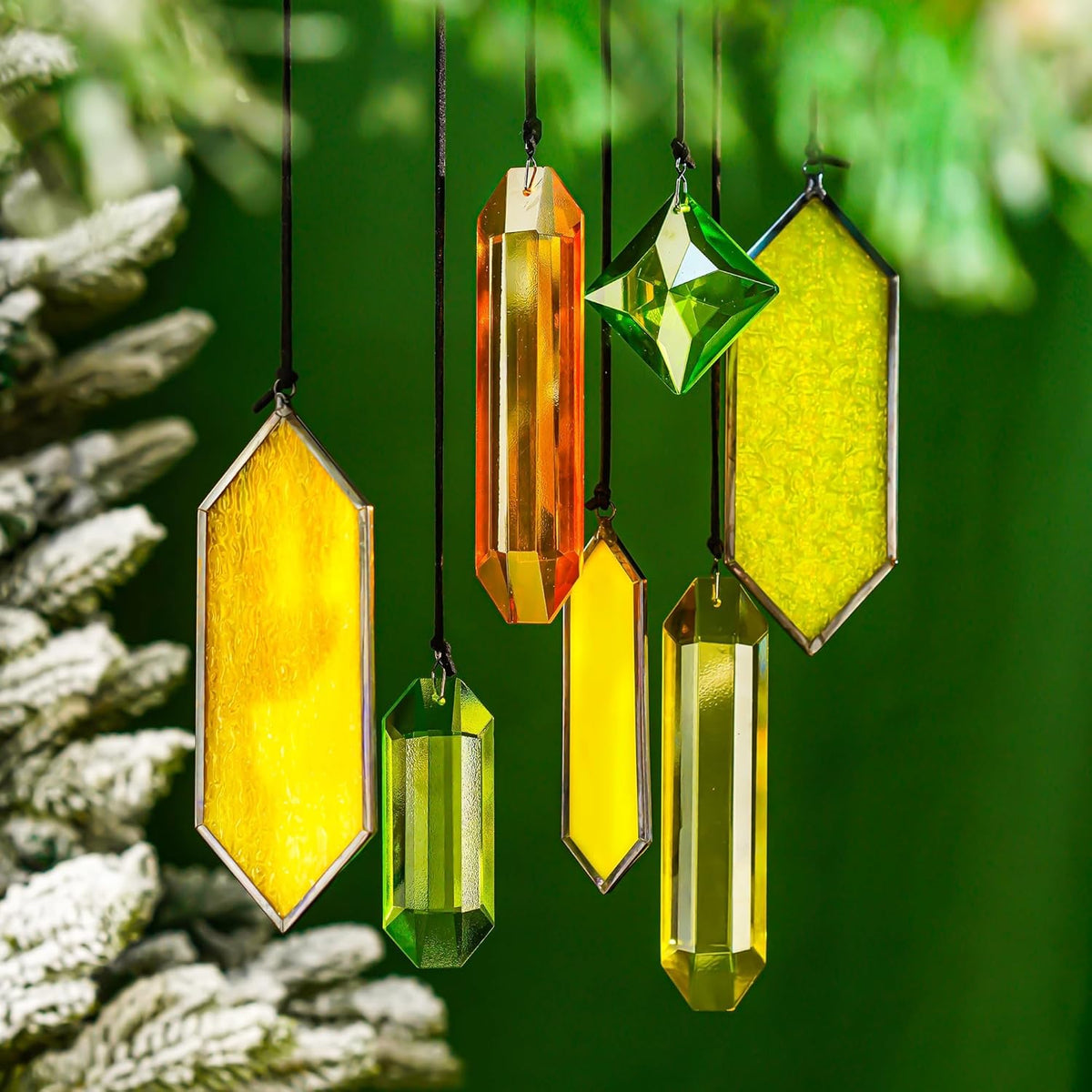 HDCRYSTALGIFTS 7pcs Crystal Sun Catchers for Windows Hanging - Stained Glass Suncatchers for Indoor