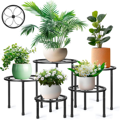 5 Pack Metal Plant Stand, Anti-Rust Iron Plant Stands for Indoor and Outdoor, Heavy Duty Flower Pot
