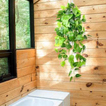 LOYWREE 35.4in Artificial Plants in Black Pot Realistic Fake Hanging Potted Greenery with Faux Ivy