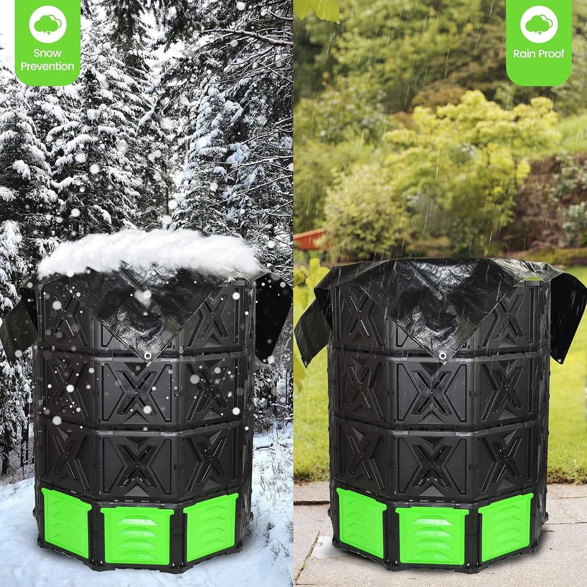 SQUEEZE master XXL Large Compost Bin Outdoor- 720L /190 Gallon-Easy Assembly-No Screws-Sturdy&