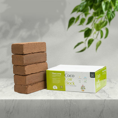 Coco Coir Bricks - Pack of 5, 1.4LBS Each (Total 7LBS)| Organic Solution for Sustainable Gardening!