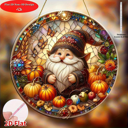 7.87Inch Fall Sun Catcher Acrylic Garden Cute Pumpkin Dwarf Suncatcher Decor Window Hanging for