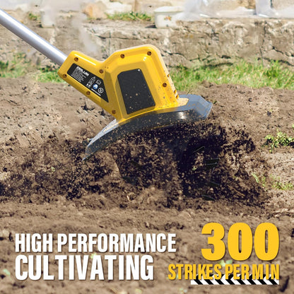 20V Cordless Electric Garden Tiller Cultivator, 9-Inch Tilling Width, 6.6-Inch Depth Rototiller for