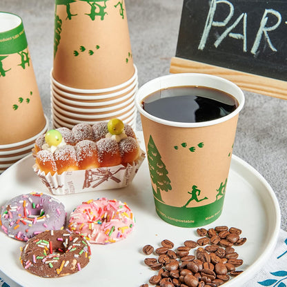 ECOLipak 240 Count 12 oz Compostable Paper Cups, Biodegradable Disposable Paper Coffee Cups with