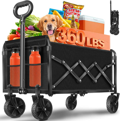 Wagons Carts Foldable, Collapsible Wagon, Foldable Wagon Cart with Wheels, Folding Wagons for Beach