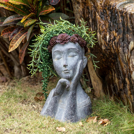 Newman House Studio Succulents Face Planters Pots Head - Flower Pot with Drainage Hole Face Head
