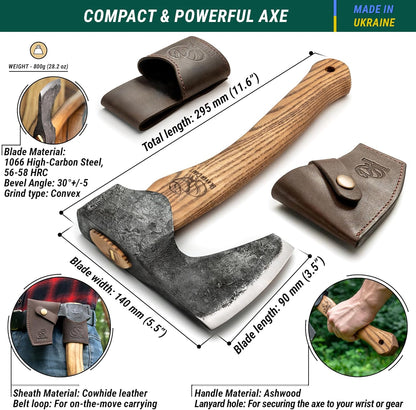 BeaverCraft Bushcraft Hatchet Wood Carving Axe AX6 - Forged Camping Axes & Hatchets - Wood Chopping
