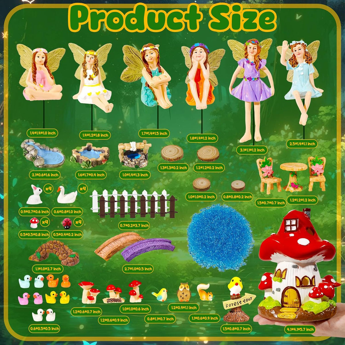 56 Pcs Fairy House Garden Kit Miniatures Fairy Garden Accessories Mini Resin Figurines Animals