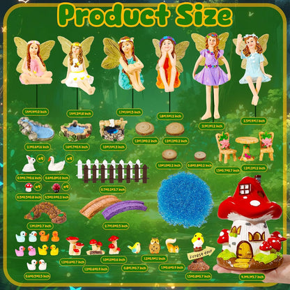 56 Pcs Fairy House Garden Kit Miniatures Fairy Garden Accessories Mini Resin Figurines Animals