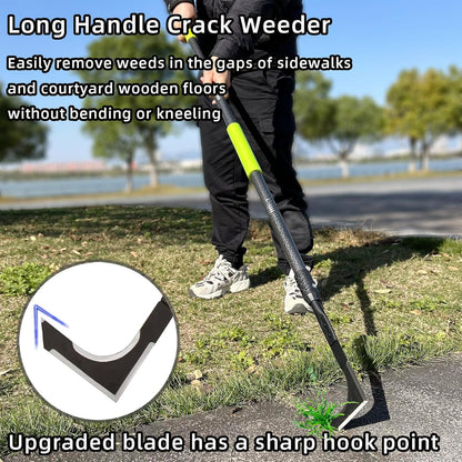 Crack Weeder, 48" Long Handle Crevice Weeding Tool with Soft Foam Grip, Stainless Steel Weed Puller
