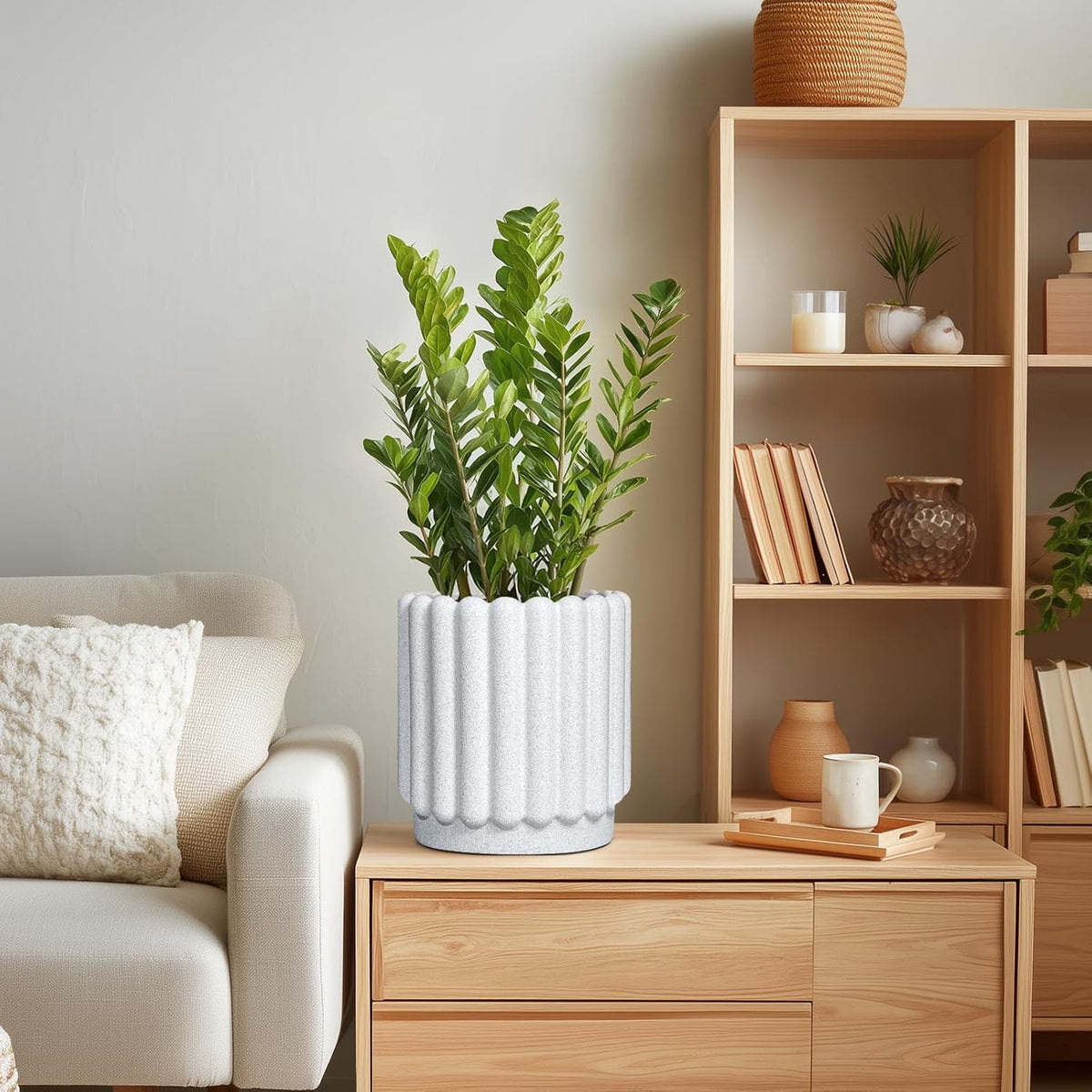Ceramic Planters for Indoor Plants - 7.6 Inch Ceramic Plant Pots Outdoor, Round Flower Pots with