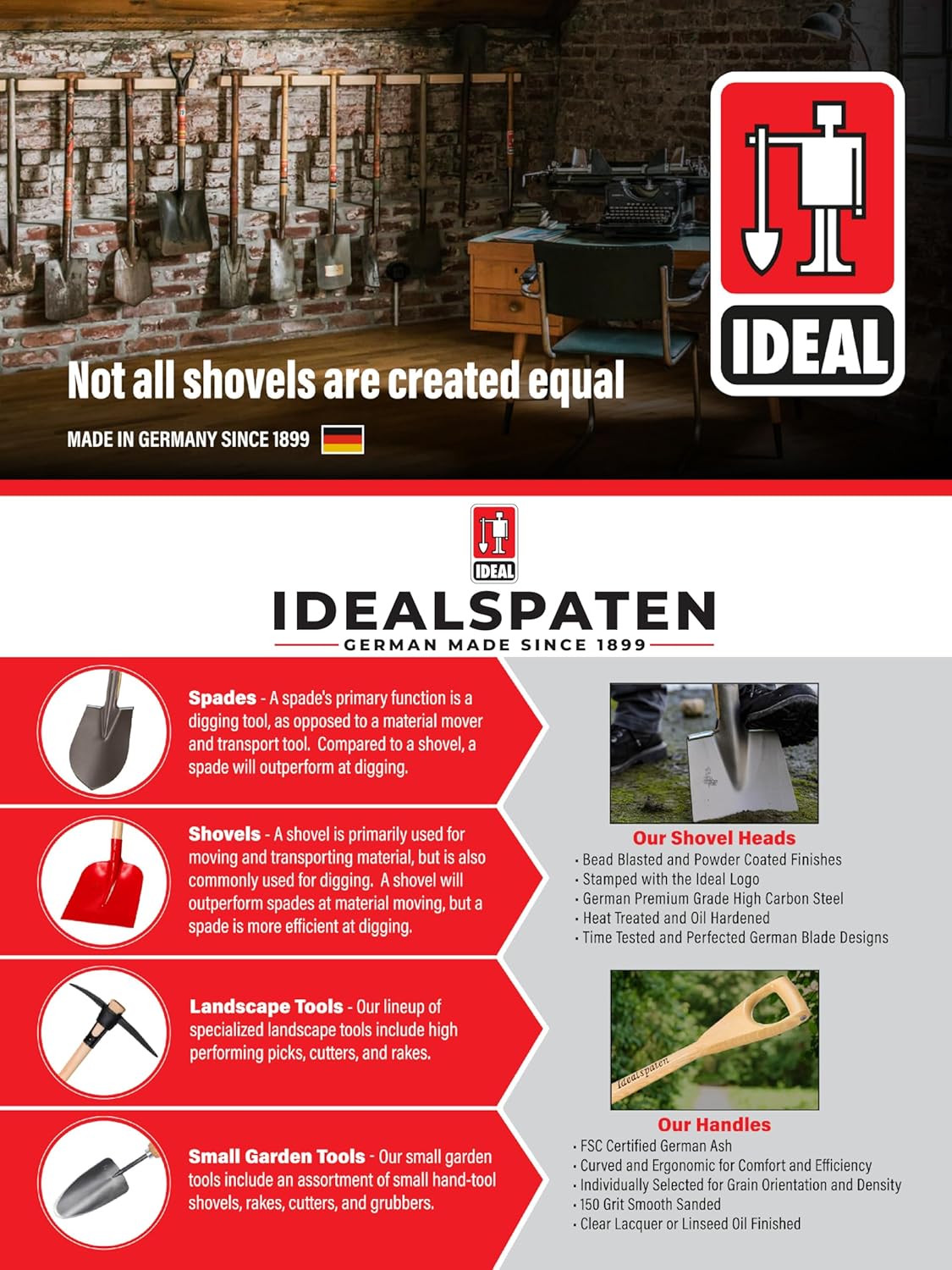 IDEALSPATEN - Made in Germany Since 1899 - Wolfsburg Leaf Rake Professional Heavy Duty Adjustable