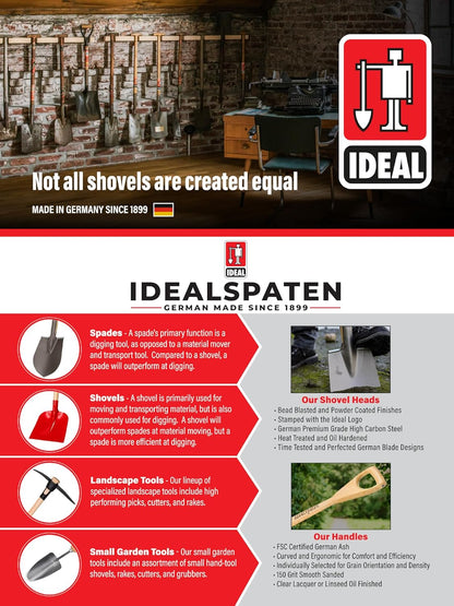 IDEALSPATEN - Made in Germany Since 1899 - Wolfsburg Leaf Rake Professional Heavy Duty Adjustable