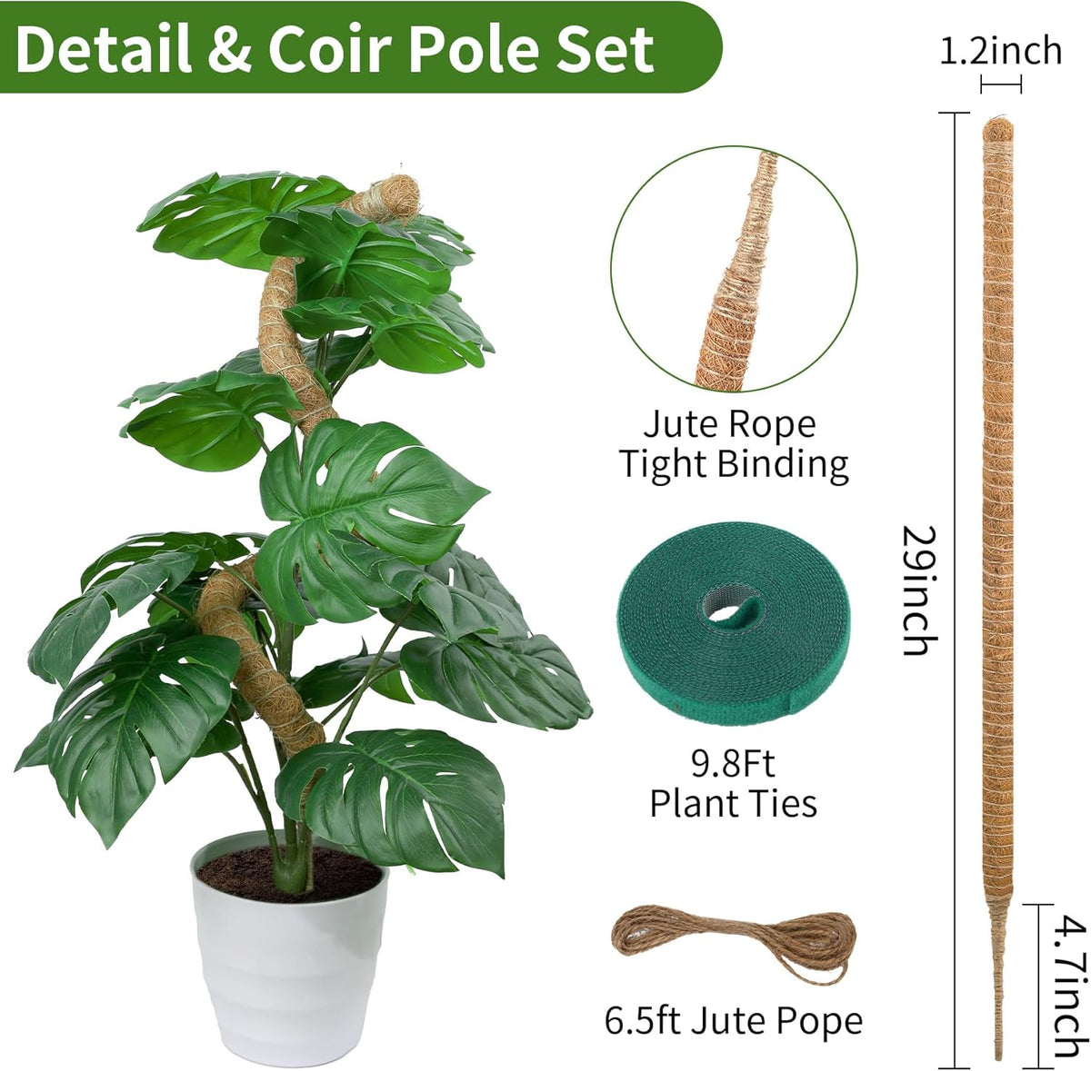 2 Pack Moss Pole, LveSunny 29 Inch Bendable Moss Pole Monstera Plant Support, More Flexible and