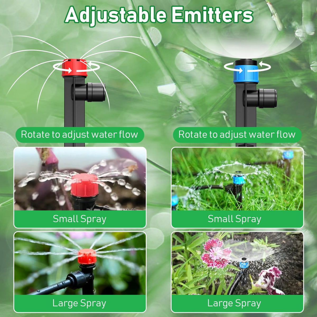 246FT Drip Irrigation System, Automatic Drip Irrigation Kit with 1/2" Main Tube & 1/4" Branch