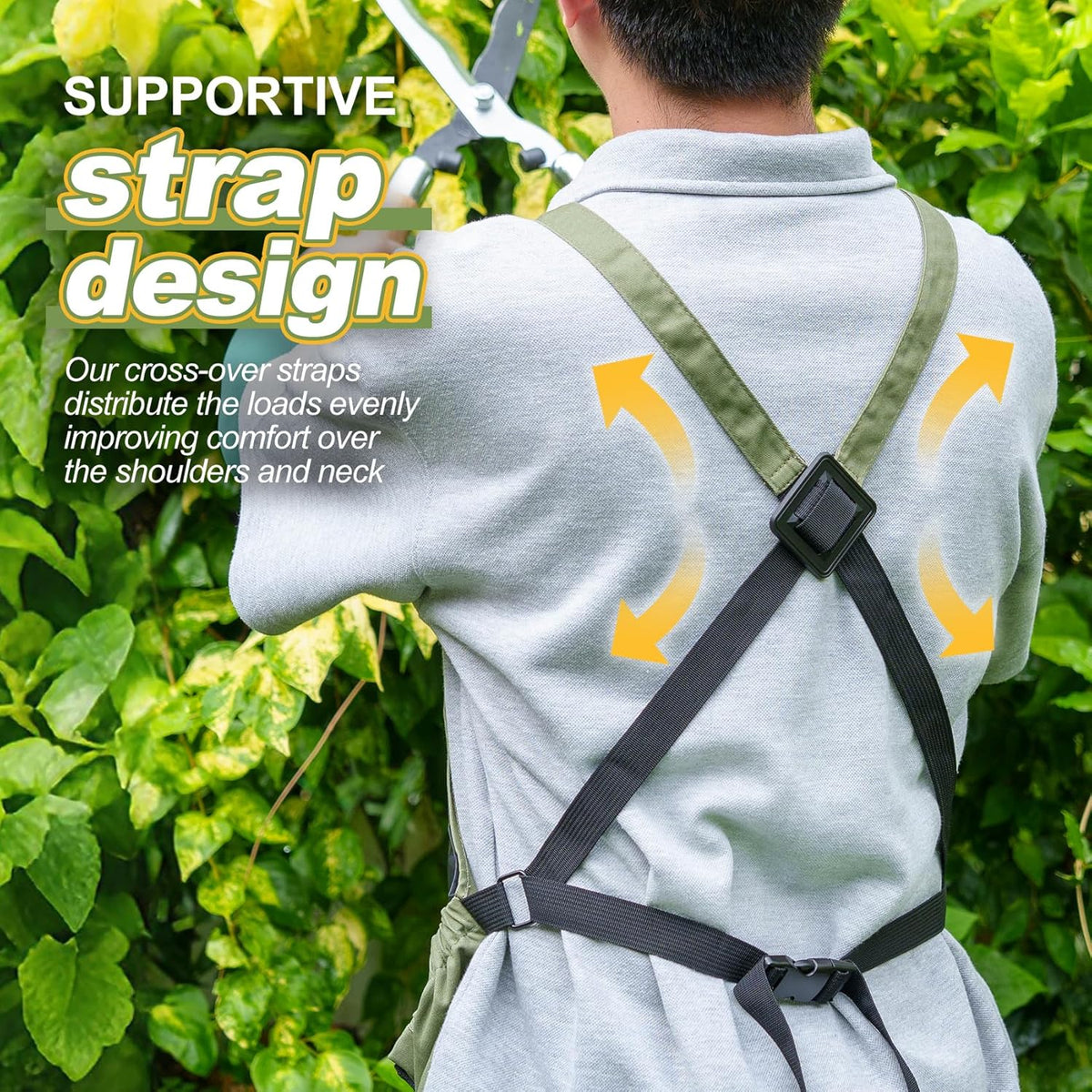 Berry&Bird Harvest Apron, Canvas Gardening Apron with Pockets and Harvesting Pouch Waterproof