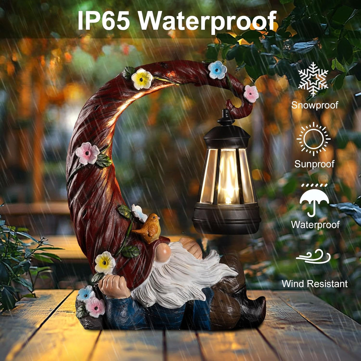 Garden Gnomes Outdoor Statues with Solar Light Funny Gnome Decor Gifts for Women Mom Gnomes