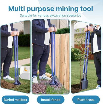 Heavy Duty Post Hole Digger for Fence Posts - Hole Digger with Fiberglass Handle, Durable Soil