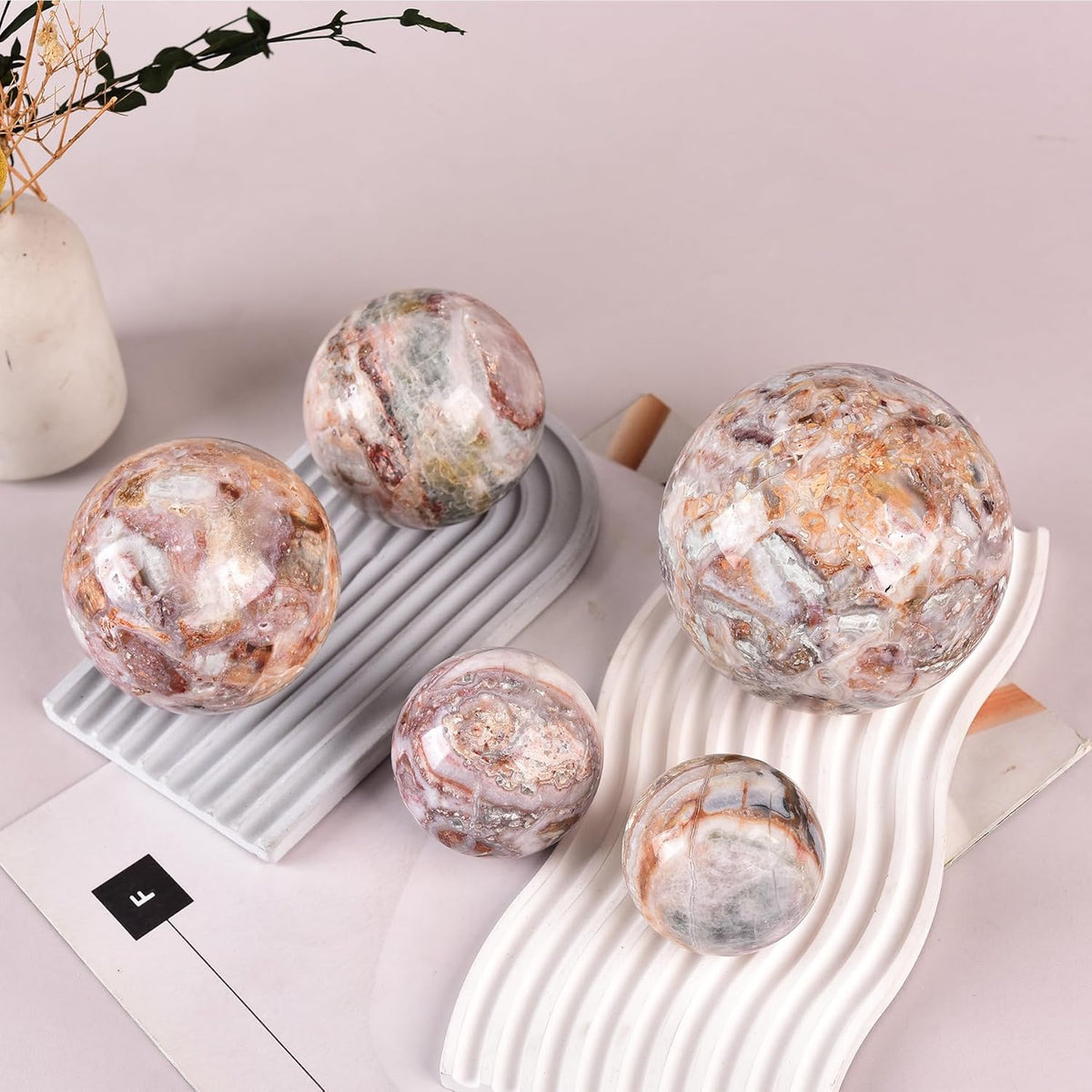 JIC Gem Extra Large Striped Agate Crystal Sphere Decorative Crystal Ball Healing Gemstone Sphere
