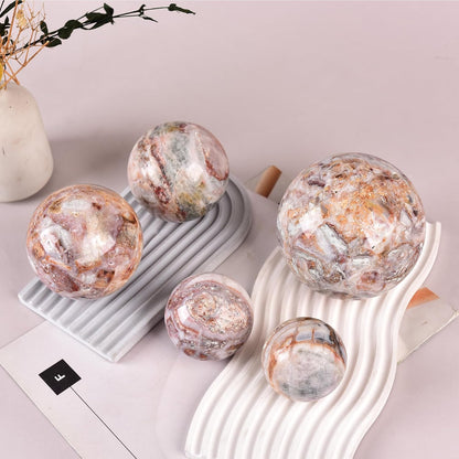 JIC Gem Extra Large Striped Agate Crystal Sphere Decorative Crystal Ball Healing Gemstone Sphere