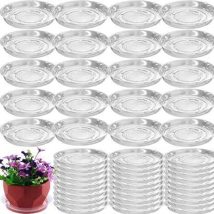 50 Packs 6" Small Clear Plant Saucers for Indoor Outdoor Use Heavy Duty Plastic Plant Trays for